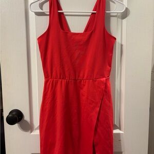 Red athletic dress with built in shorts